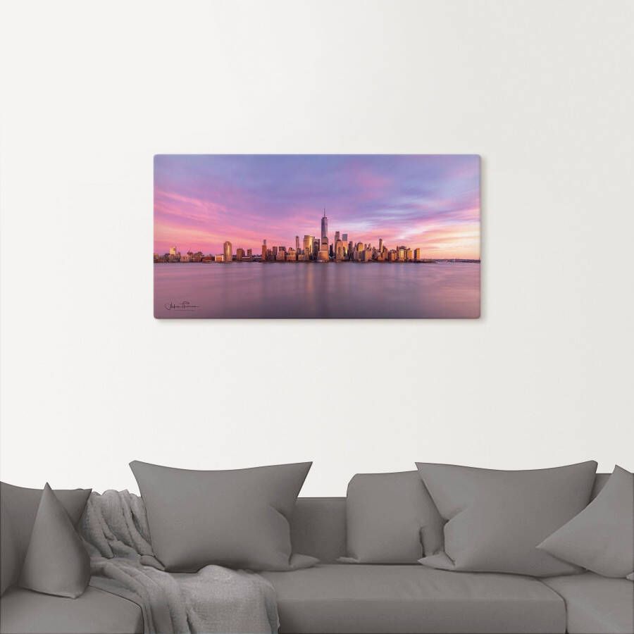 Artland Artprint Manhattan skyline als artprint van aluminium artprint voor buiten artprint op linnen in verschillende maten