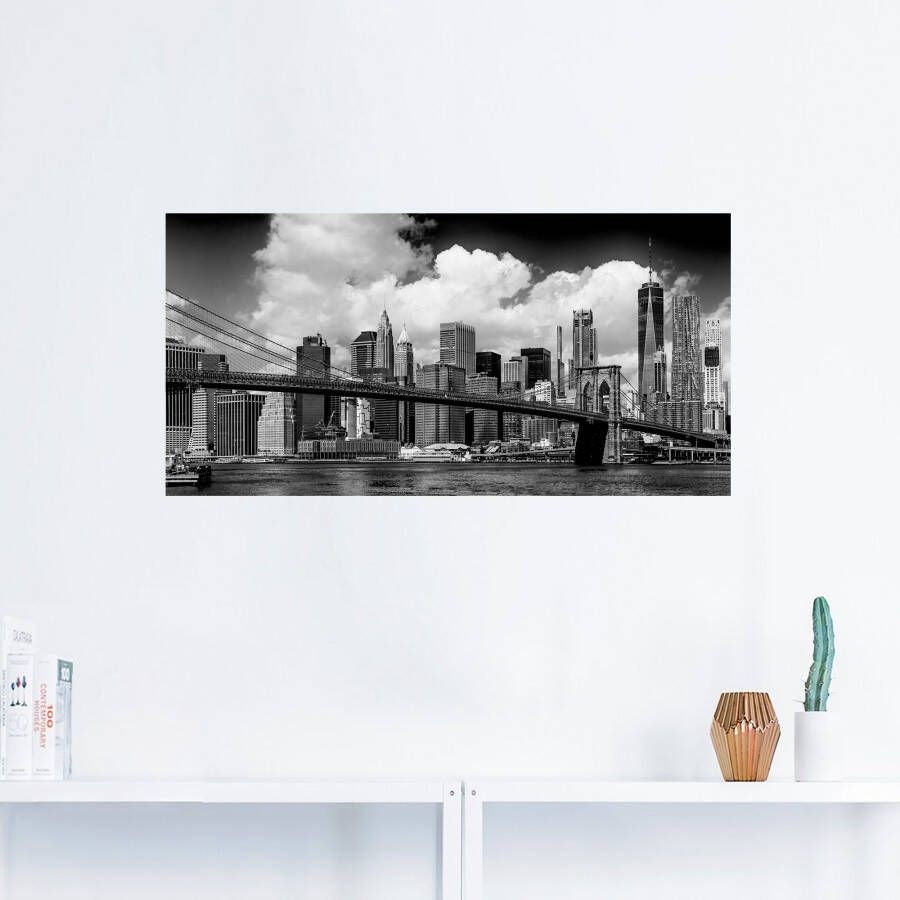 Artland Artprint Manhattan Skyline Brooklyn Bridge als artprint van aluminium artprint op linnen muursticker verschillende maten