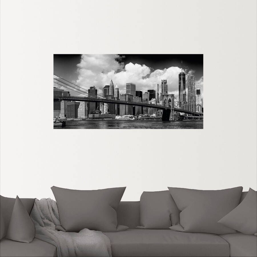 Artland Artprint Manhattan Skyline Brooklyn Bridge als artprint van aluminium artprint op linnen muursticker verschillende maten