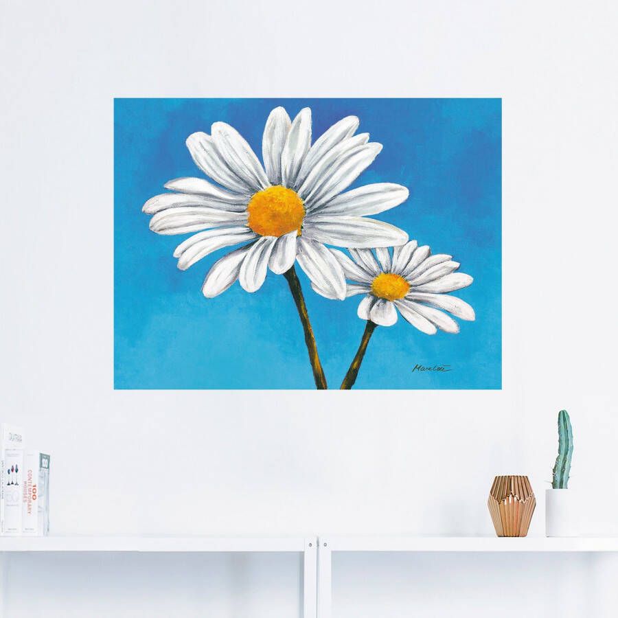 Artland Artprint Margrieten op blauw als artprint van aluminium artprint voor buiten artprint op linnen in verschillende maten - Foto 2