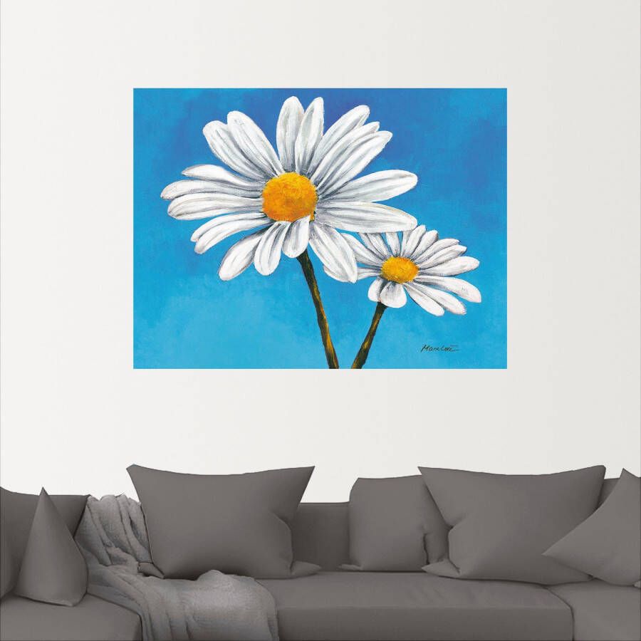 Artland Artprint Margrieten op blauw als artprint van aluminium artprint voor buiten artprint op linnen in verschillende maten - Foto 3