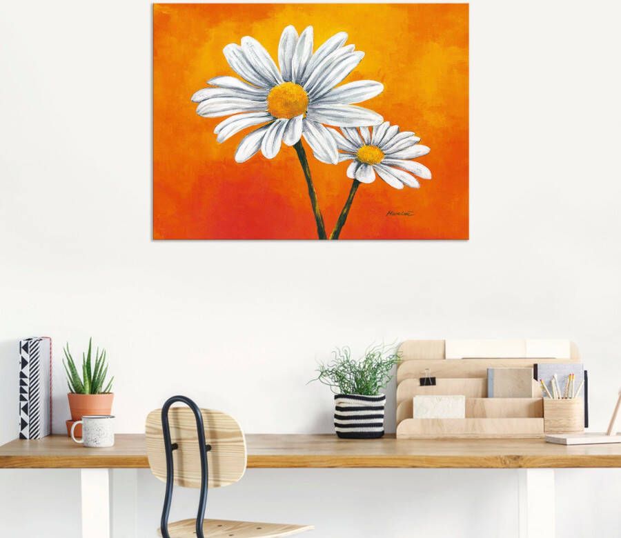 Artland Artprint Margrieten op oranje als artprint van aluminium artprint op linnen muursticker of poster in verschillende maten