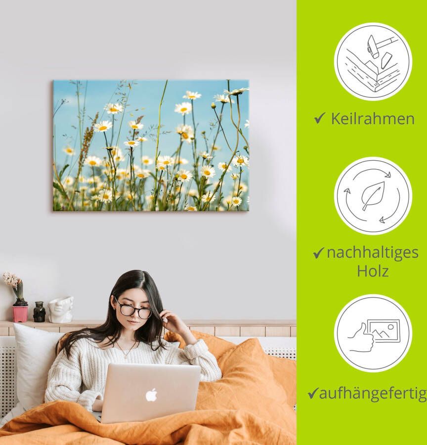 Artland Artprint Margrieten voor zomer hemel als artprint op linnen muursticker in verschillende maten