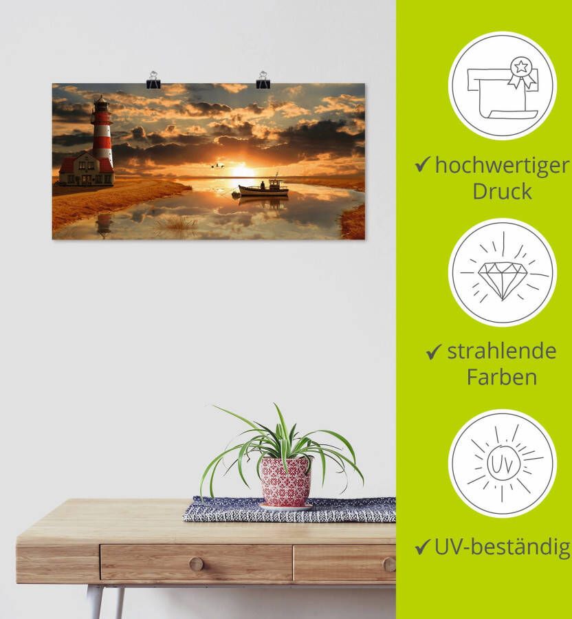 Artland Artprint Maritieme idylle bij de vuurtoren als artprint op linnen poster muursticker in verschillende maten