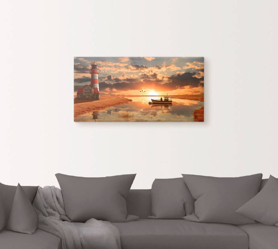 Artland Artprint Maritieme idylle bij de vuurtoren als artprint op linnen poster muursticker in verschillende maten