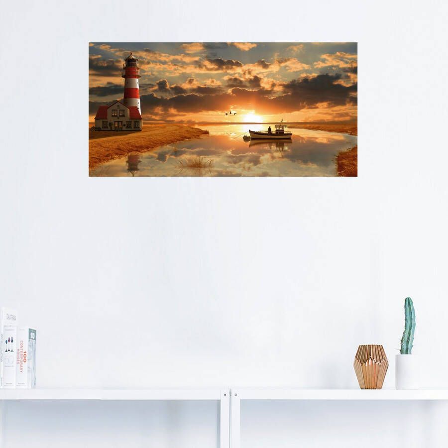 Artland Artprint Maritieme idylle bij de vuurtoren als artprint op linnen poster muursticker in verschillende maten