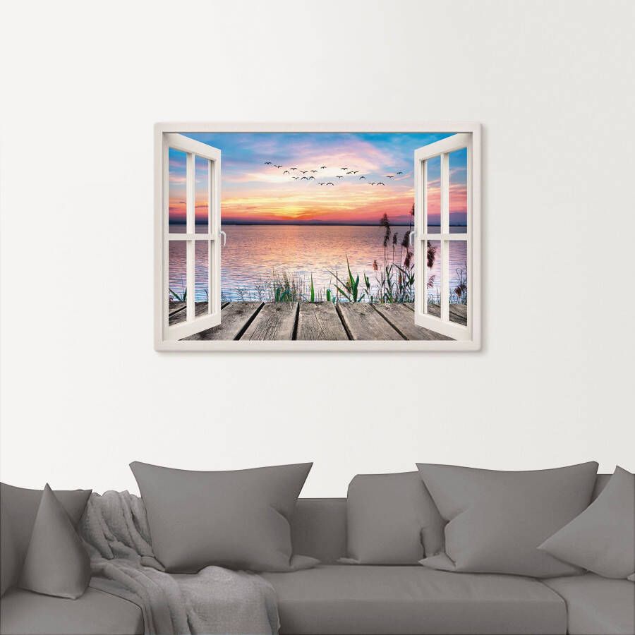 Artland Artprint Meer in de kleuren van de wolken als artprint op linnen poster muursticker in verschillende maten