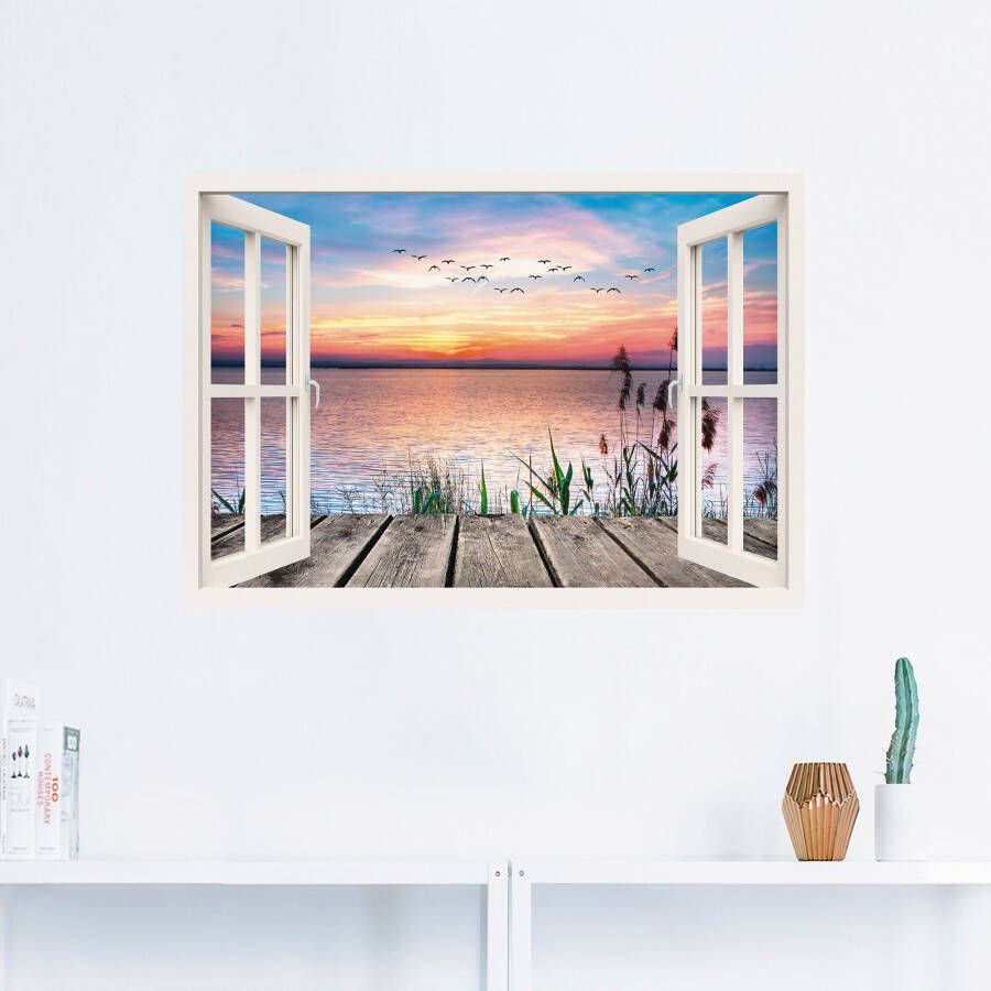 Artland Artprint Meer in de kleuren van de wolken als artprint op linnen poster muursticker in verschillende maten