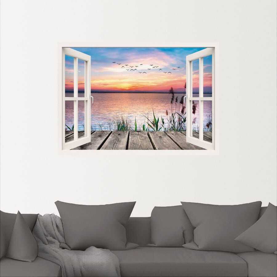 Artland Artprint Meer in de kleuren van de wolken als artprint op linnen poster muursticker in verschillende maten