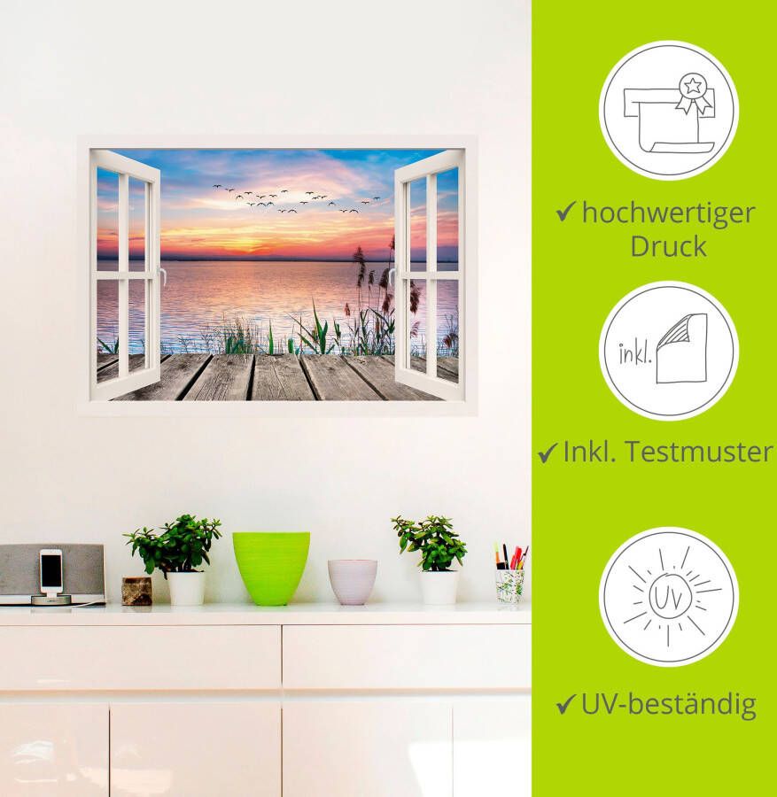 Artland Artprint Meer in de kleuren van de wolken als artprint op linnen poster muursticker in verschillende maten