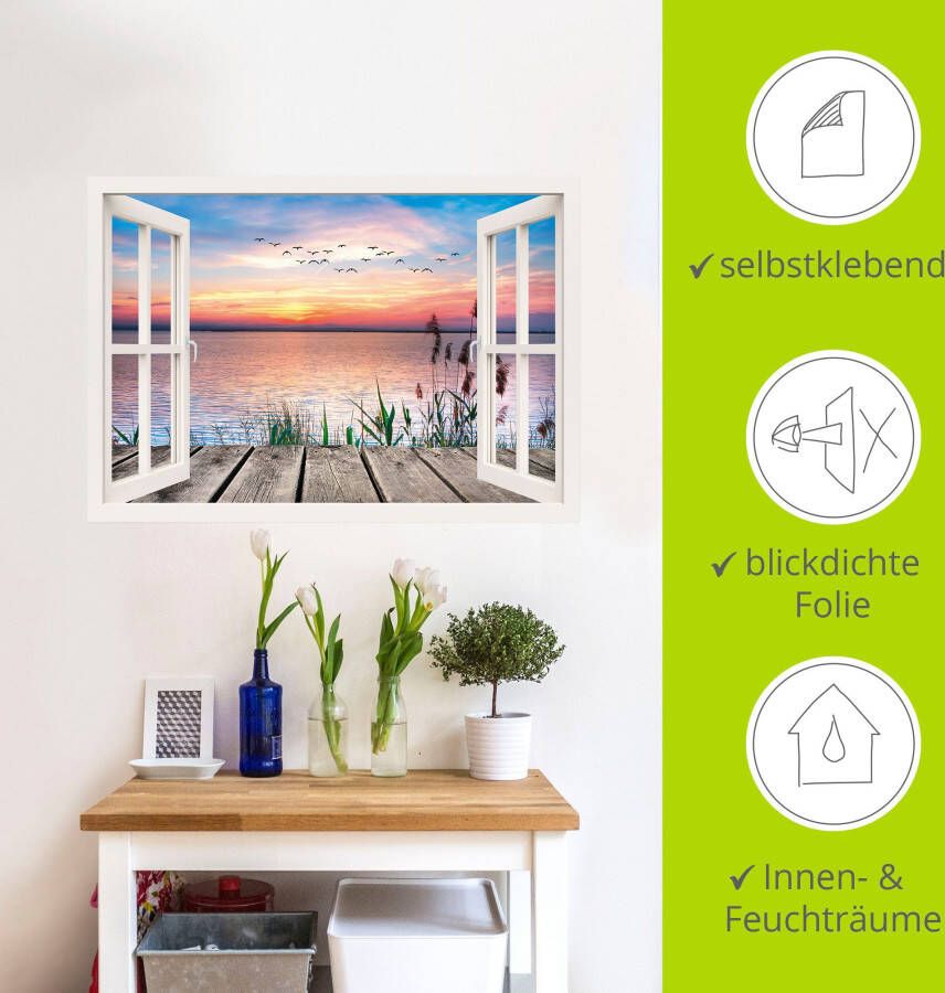 Artland Artprint Meer in de kleuren van de wolken als artprint op linnen poster muursticker in verschillende maten