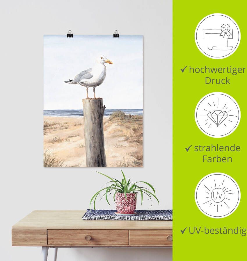 Artland Artprint Meeuw als artprint van aluminium artprint voor buiten artprint op linnen poster muursticker