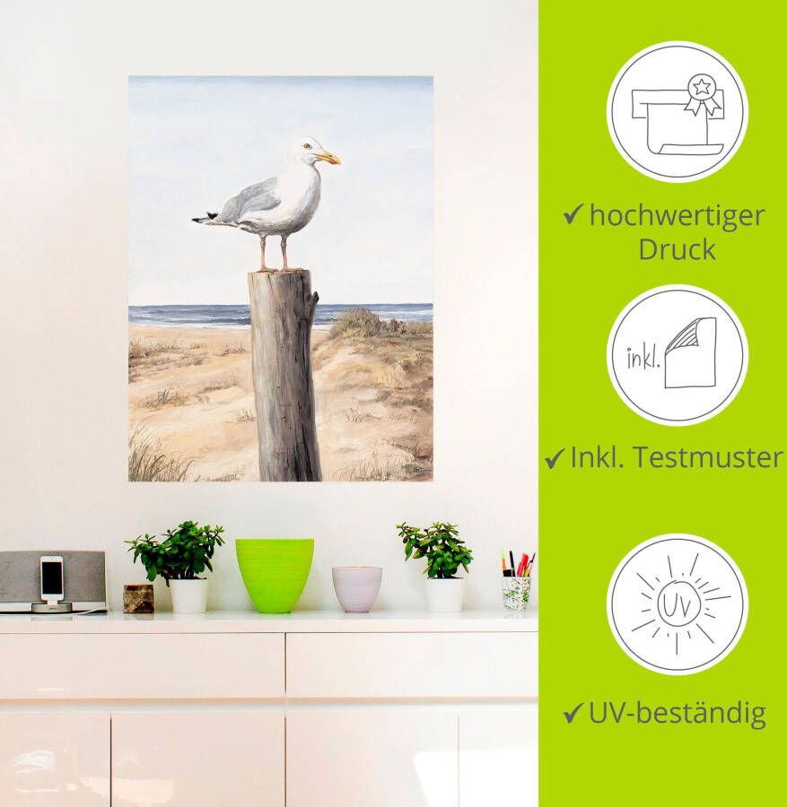 Artland Artprint Meeuw als artprint van aluminium artprint voor buiten artprint op linnen poster muursticker