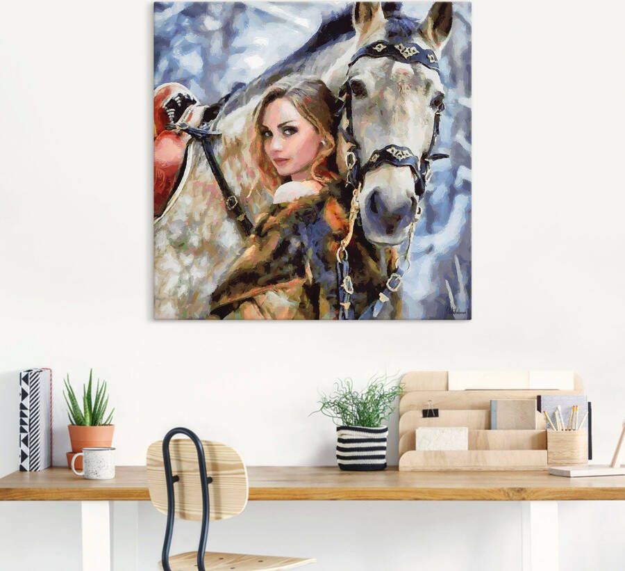 Artland Artprint Meisje met het witte paard als artprint op linnen poster muursticker in verschillende maten - Foto 2