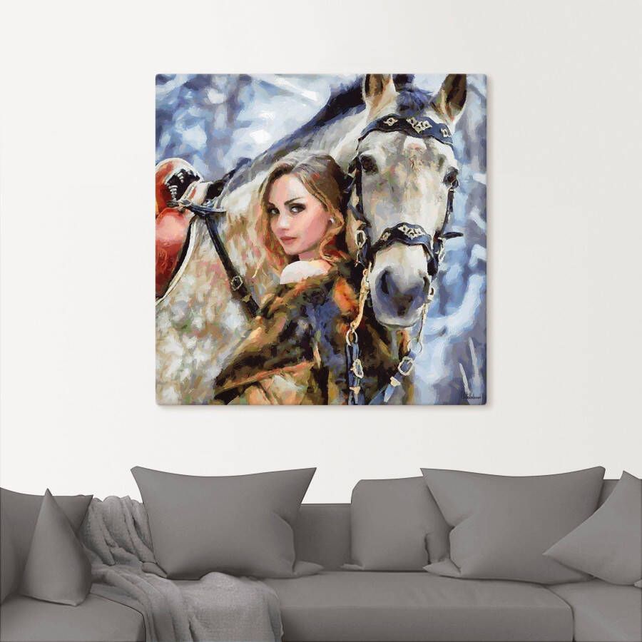 Artland Artprint Meisje met het witte paard als artprint op linnen poster muursticker in verschillende maten - Foto 3