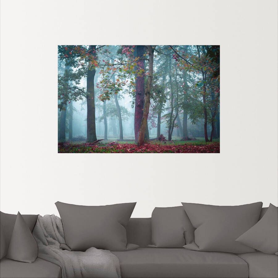 Artland Artprint Mist in het bos als artprint van aluminium artprint voor buiten poster muursticker in diverse maten formaten