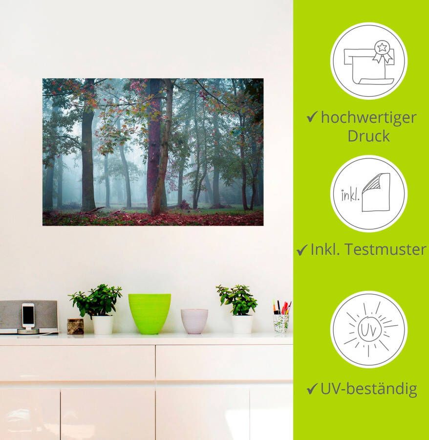 Artland Artprint Mist in het bos als artprint van aluminium artprint voor buiten poster muursticker in diverse maten formaten