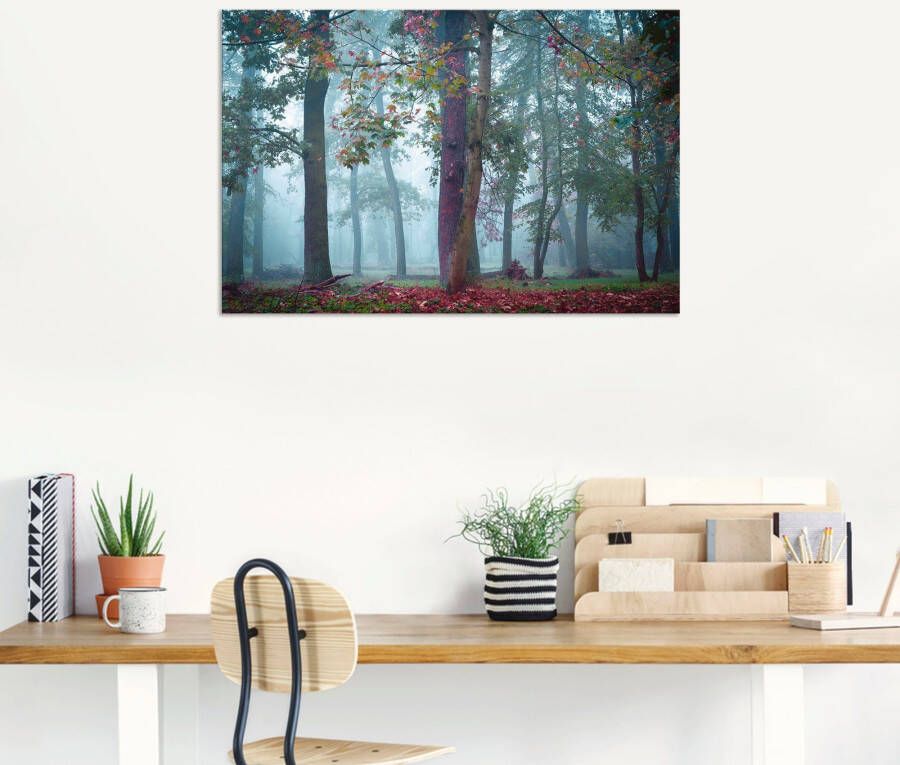 Artland Artprint Mist in het bos als artprint van aluminium artprint voor buiten poster muursticker in diverse maten formaten