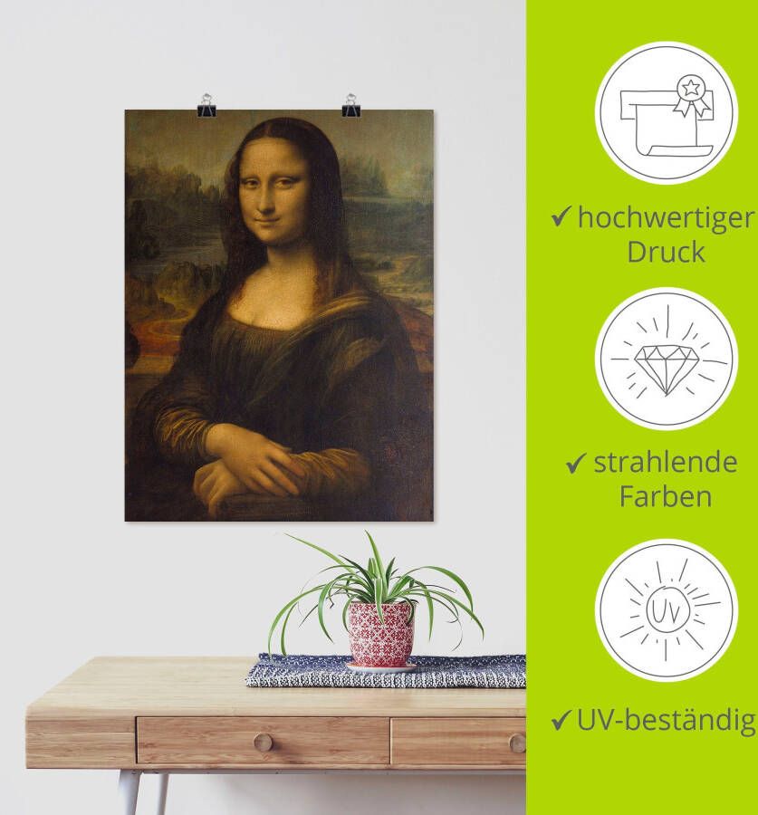 Artland Artprint Mona Lisa. Omstreeks 1503 als artprint op linnen poster in verschillende formaten maten