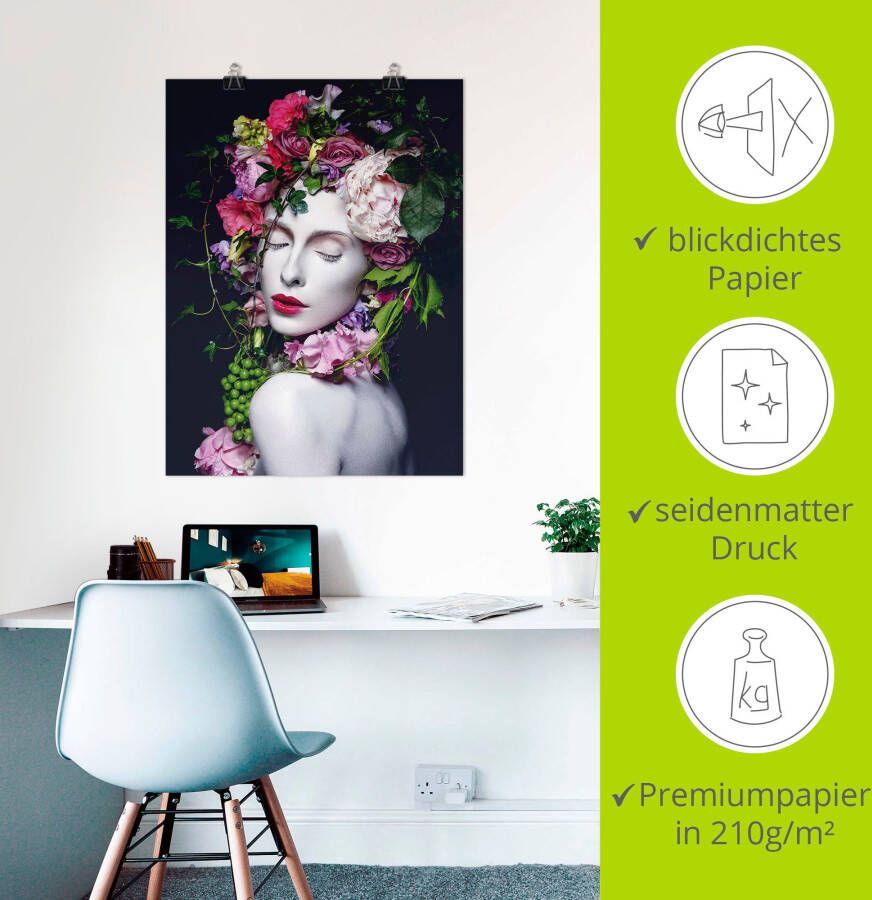 Artland Artprint Mooie Bloemenkoningin als artprint van aluminium artprint voor buiten artprint op linnen poster muursticker