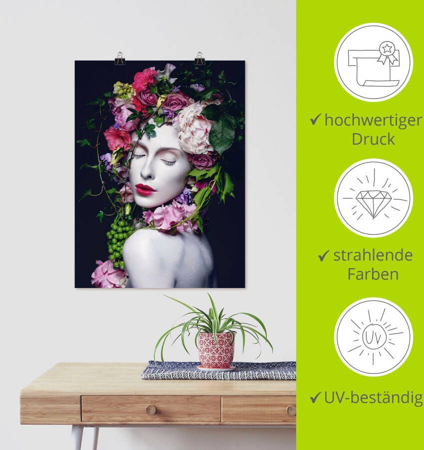 Artland Artprint Mooie Bloemenkoningin als artprint van aluminium artprint voor buiten artprint op linnen poster muursticker