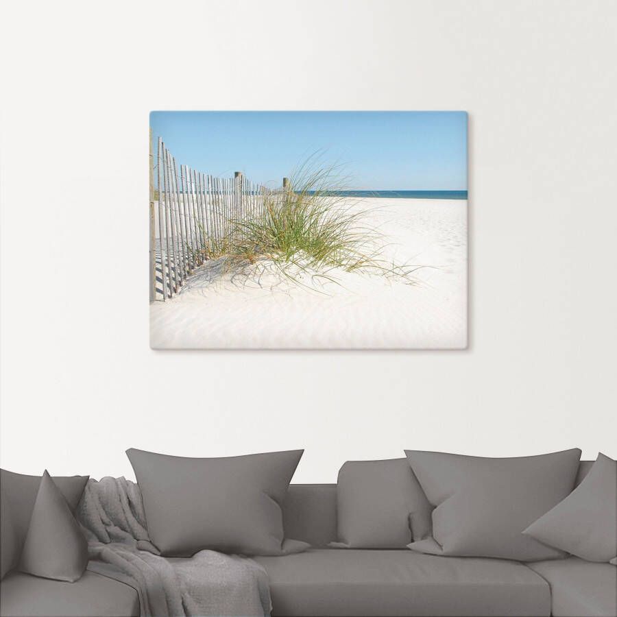 Artland Artprint Mooie duinen met grassen en hek als artprint op linnen poster in verschillende formaten maten