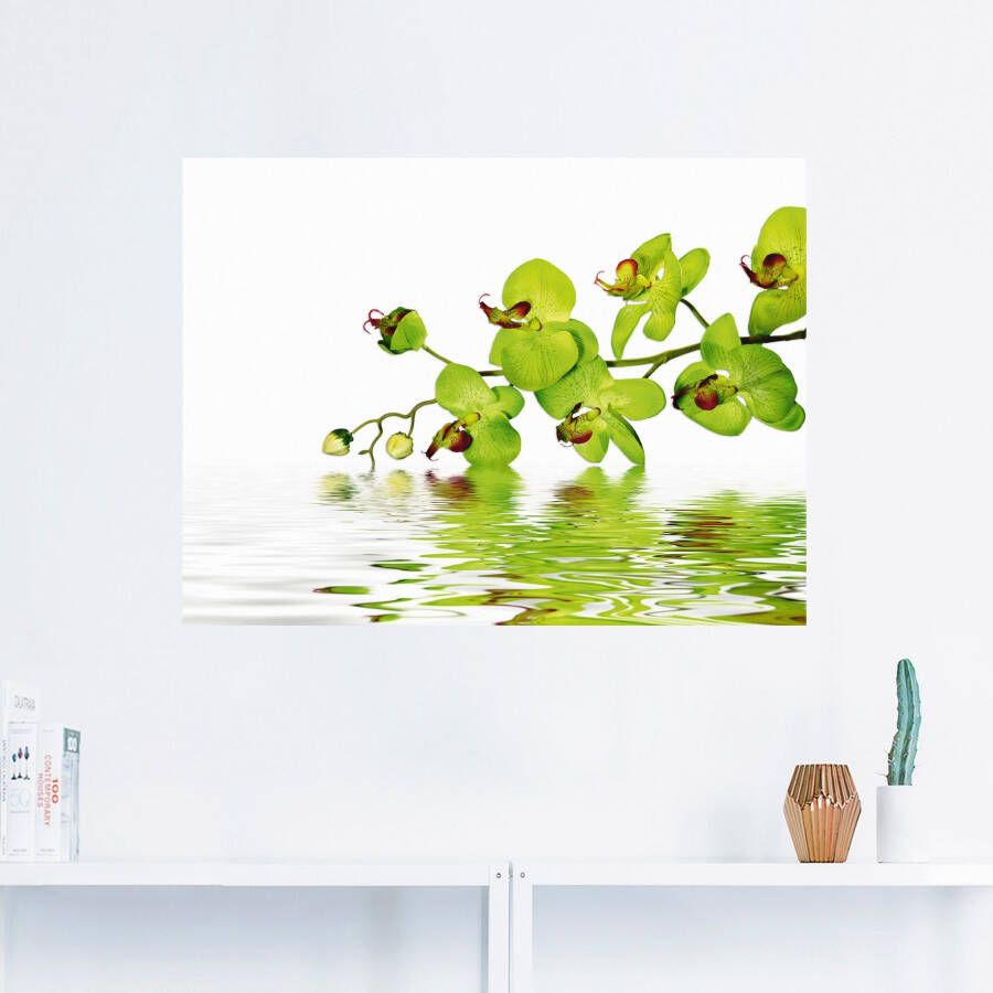 Artland Artprint Mooie orchidee met groene achtergrond als artprint op linnen muursticker in verschillende maten