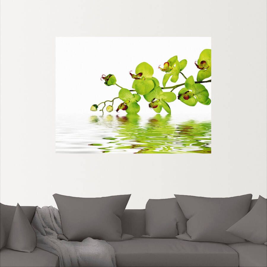 Artland Artprint Mooie orchidee met groene achtergrond als artprint op linnen muursticker in verschillende maten