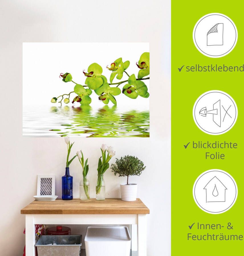 Artland Artprint Mooie orchidee met groene achtergrond als artprint op linnen muursticker in verschillende maten