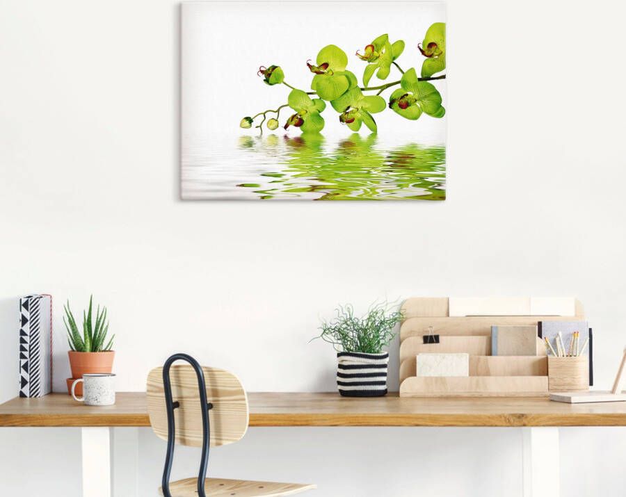 Artland Artprint Mooie orchidee met groene achtergrond als artprint op linnen muursticker in verschillende maten - Foto 2