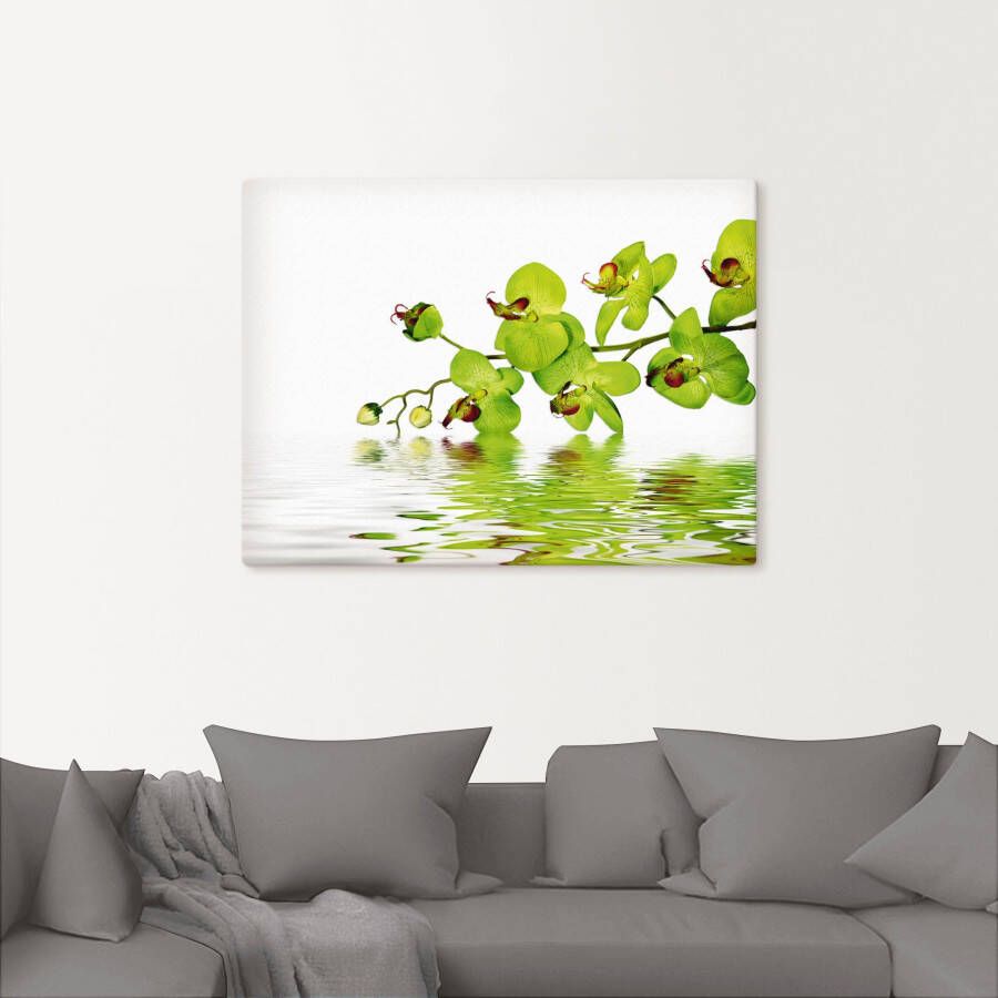 Artland Artprint Mooie orchidee met groene achtergrond als artprint op linnen muursticker in verschillende maten - Foto 3