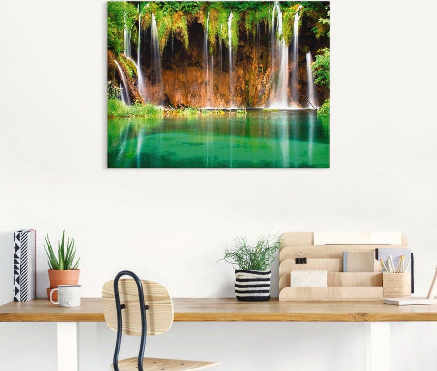 Artland Artprint Mooie waterval in het bos als artprint op linnen poster in verschillende formaten maten