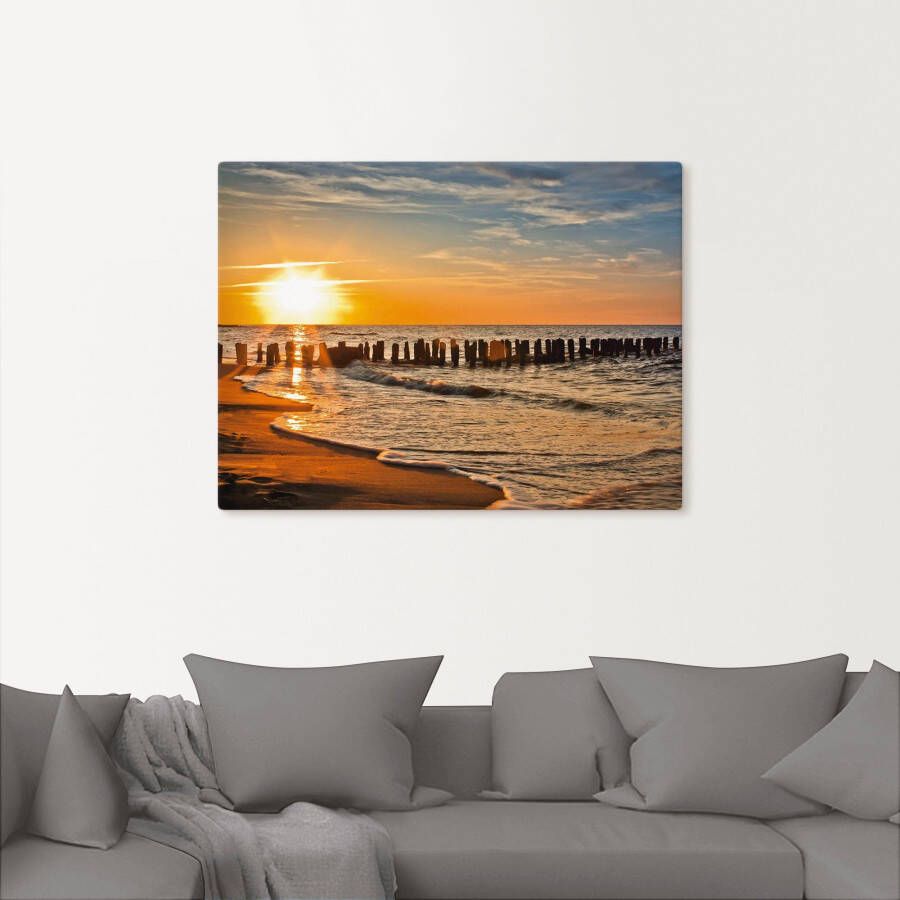 Artland Artprint Mooie zonsondergang aan het strand als artprint van aluminium artprint voor buiten artprint op linnen poster in verschillende maten. maten