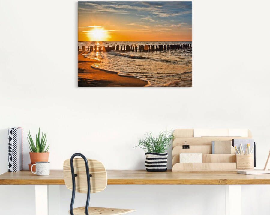 Artland Artprint Mooie zonsondergang aan het strand als artprint van aluminium artprint voor buiten artprint op linnen poster in verschillende maten. maten