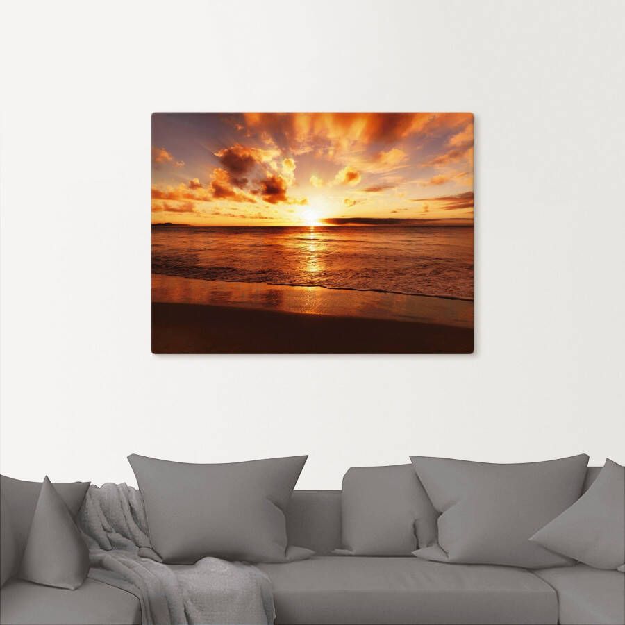 Artland Artprint Mooie zonsondergang strand als artprint op linnen poster muursticker in verschillende maten