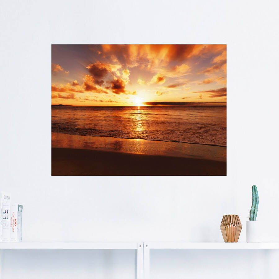 Artland Artprint Mooie zonsondergang strand als artprint op linnen poster muursticker in verschillende maten