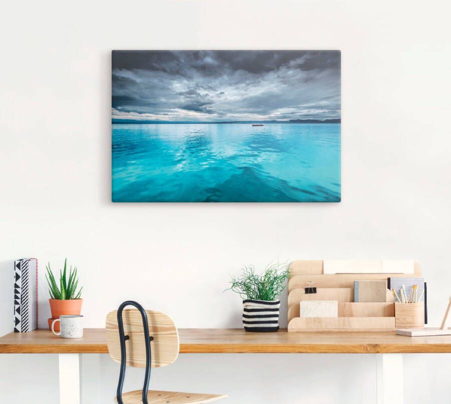 Artland Artprint Mystiek meer met boot als artprint van aluminium artprint voor buiten artprint op linnen poster in verschillende maten. maten