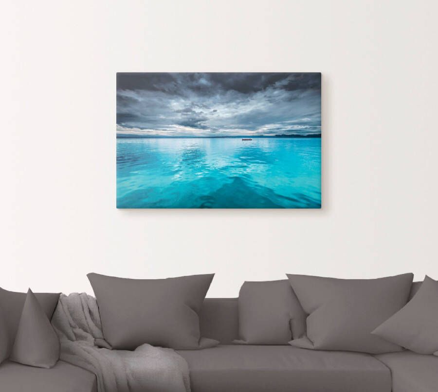 Artland Artprint Mystiek meer met boot als artprint van aluminium artprint voor buiten artprint op linnen poster in verschillende maten. maten