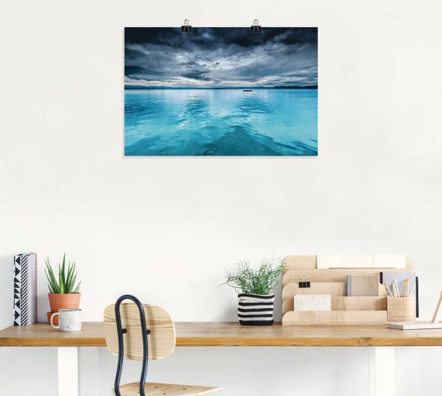 Artland Artprint Mystiek meer met boot als artprint van aluminium artprint voor buiten artprint op linnen poster in verschillende maten. maten