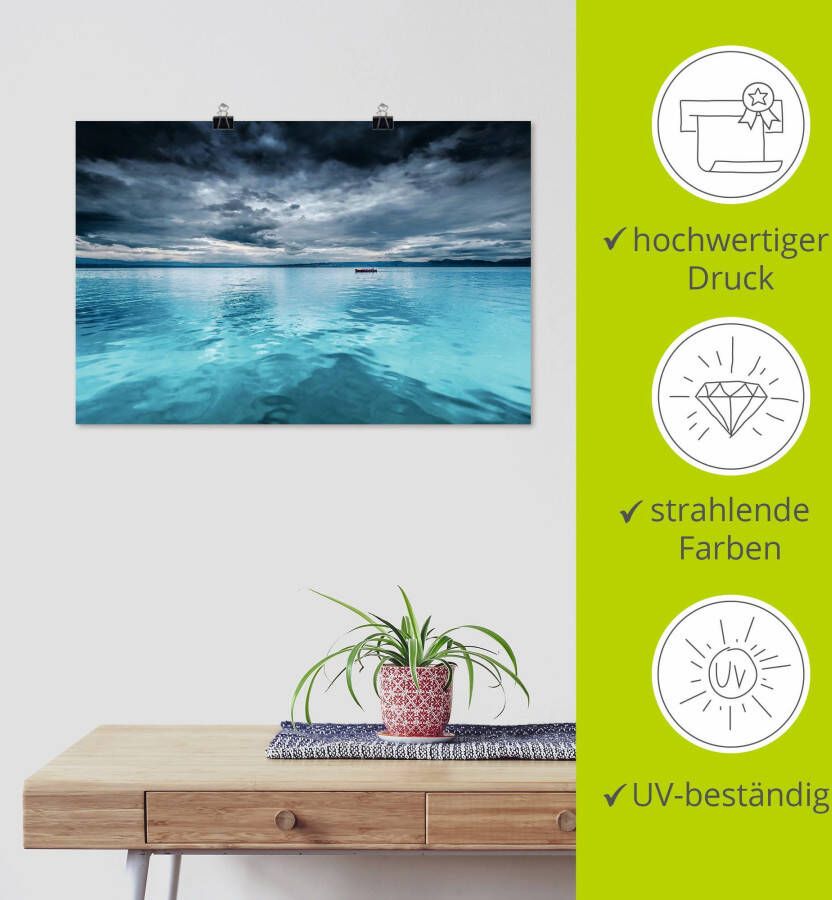 Artland Artprint Mystiek meer met boot als artprint van aluminium artprint voor buiten artprint op linnen poster in verschillende maten. maten