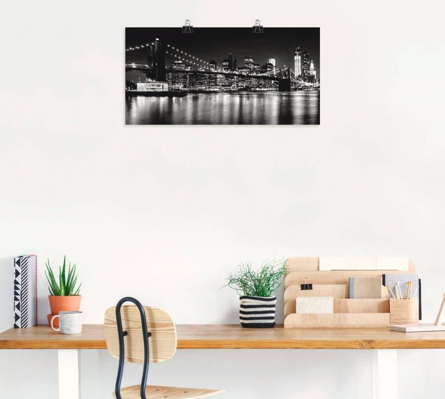 Artland Artprint Nachtelijke skyline Manhattan I als artprint van aluminium artprint voor buiten artprint op linnen poster muursticker