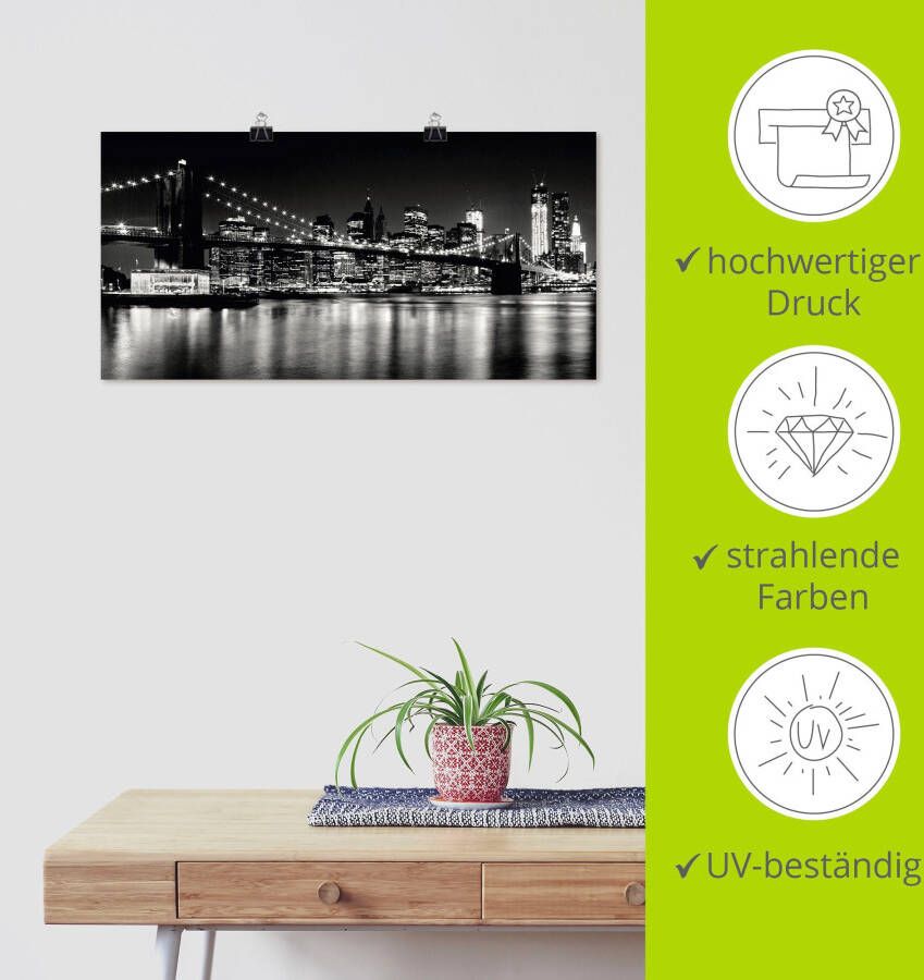 Artland Artprint Nachtelijke skyline Manhattan I als artprint van aluminium artprint voor buiten artprint op linnen poster muursticker