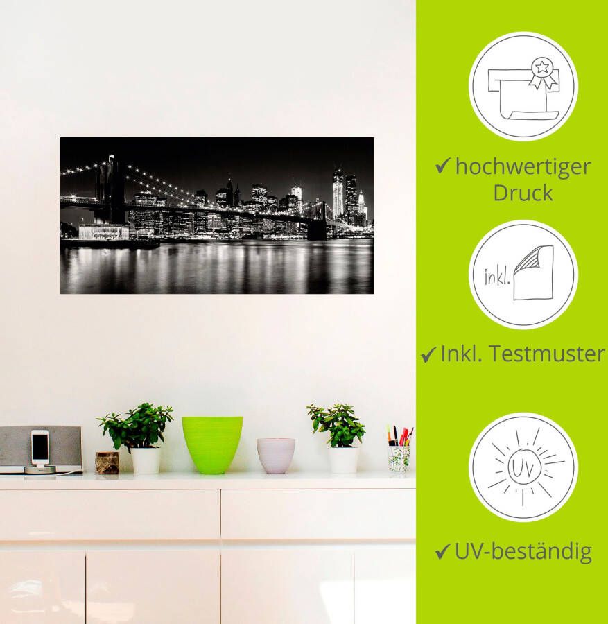 Artland Artprint Nachtelijke skyline Manhattan I als artprint van aluminium artprint voor buiten artprint op linnen poster muursticker