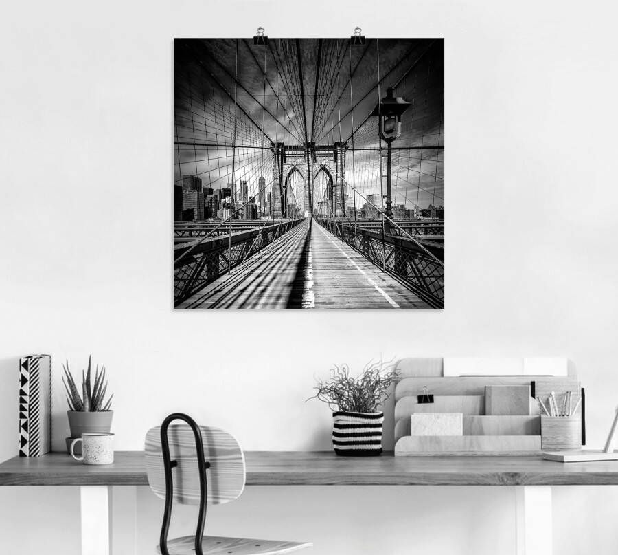 Artland Artprint New York City Brooklyn Bridge als artprint van aluminium artprint voor buiten artprint op linnen poster in verschillende maten. maten