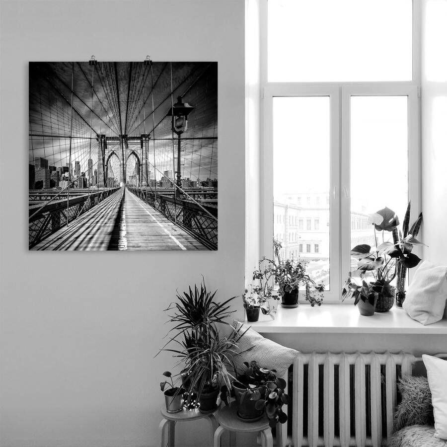 Artland Artprint New York City Brooklyn Bridge als artprint van aluminium artprint voor buiten artprint op linnen poster in verschillende maten. maten