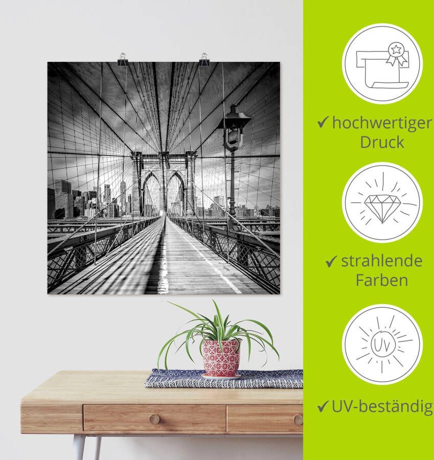 Artland Artprint New York City Brooklyn Bridge als artprint van aluminium artprint voor buiten artprint op linnen poster in verschillende maten. maten