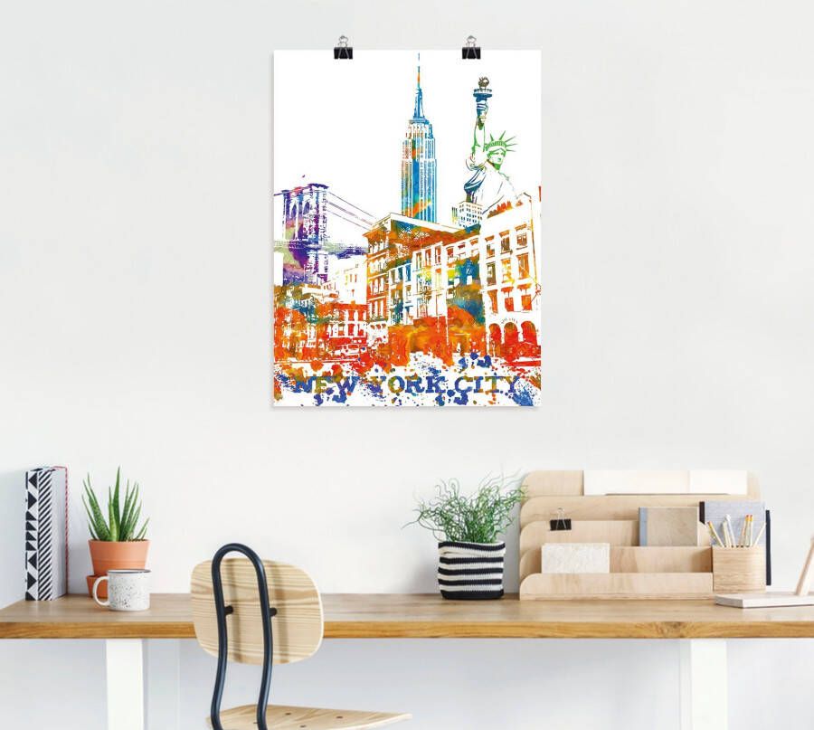 Artland Artprint New York City grafisch als artprint van aluminium artprint op linnen muursticker of poster in verschillende maten