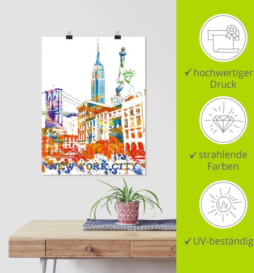 Artland Artprint New York City grafisch als artprint van aluminium artprint op linnen muursticker of poster in verschillende maten