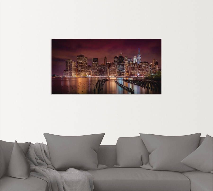 Artland Artprint New York City Impressie 's nachts als artprint van aluminium artprint voor buiten artprint op linnen in verschillende maten