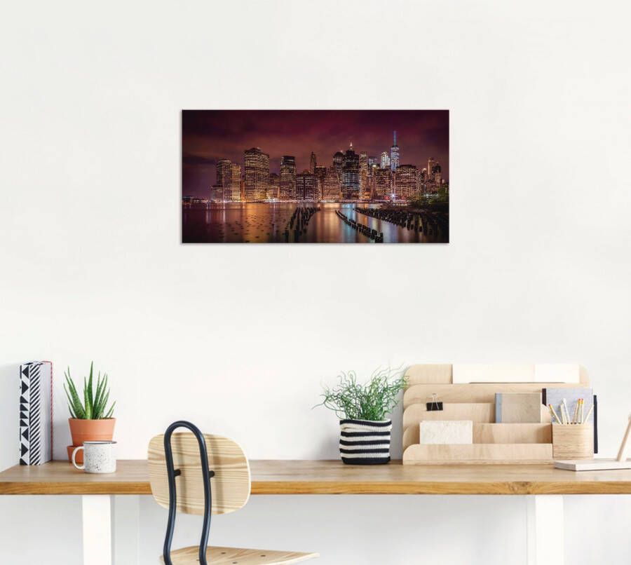 Artland Artprint New York City Impressie 's nachts als artprint van aluminium artprint voor buiten artprint op linnen in verschillende maten